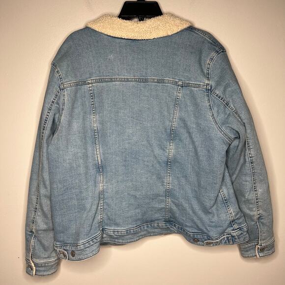 Levi's Denim Trucker Jacket Women's 2X Plus Size Sherpa Quilted Lined Blue Jean - Picture 6 of 10